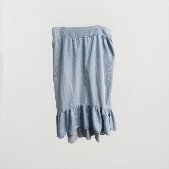 Jessica Simpson Chambray Lightweight Skirt With Ruffle Sz 2X Boho Prairie - Picture 1 of 5